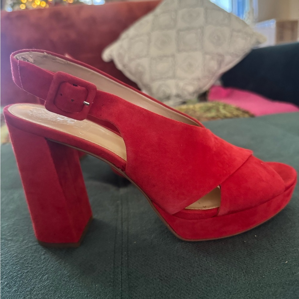 Vince Camuto Bold Red Block Heel Sandals